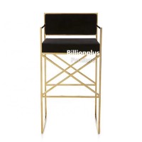 2019 Stainless Steel Frame Velvet Seat Brass Gold Modern Bar Stool Armchair