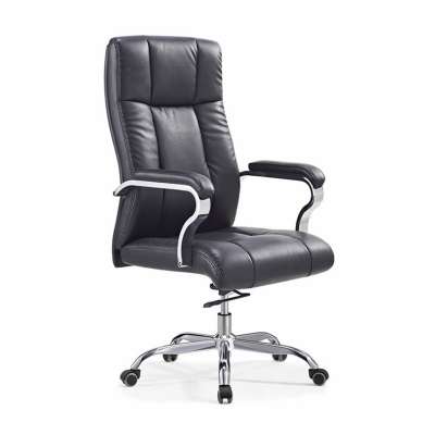 Modern Office Soft Pad Chair High Short Back Cusioned Leather Office Chair for Chairman