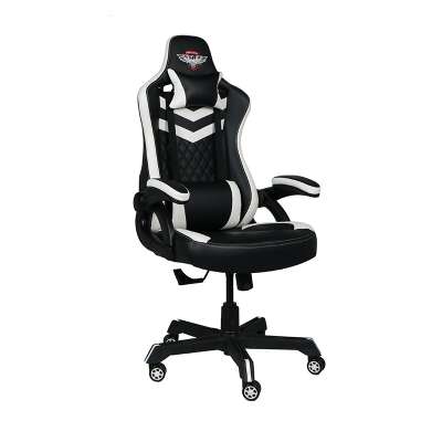 Wholesale Fixed Armrest  Injection Moulded Foam Black and White Office Chair Gaming with Back and Neck Support for Gamer