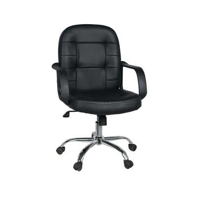 Clerk Chair Middle Back 200kg Heavy Duty General Soft PU Leather Office Chair with Chromed Base